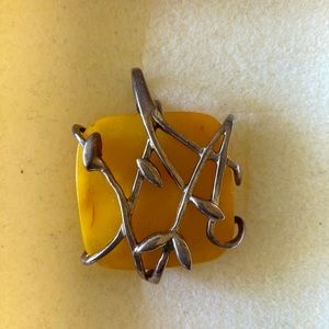 Polish amber pendant, sterling silver